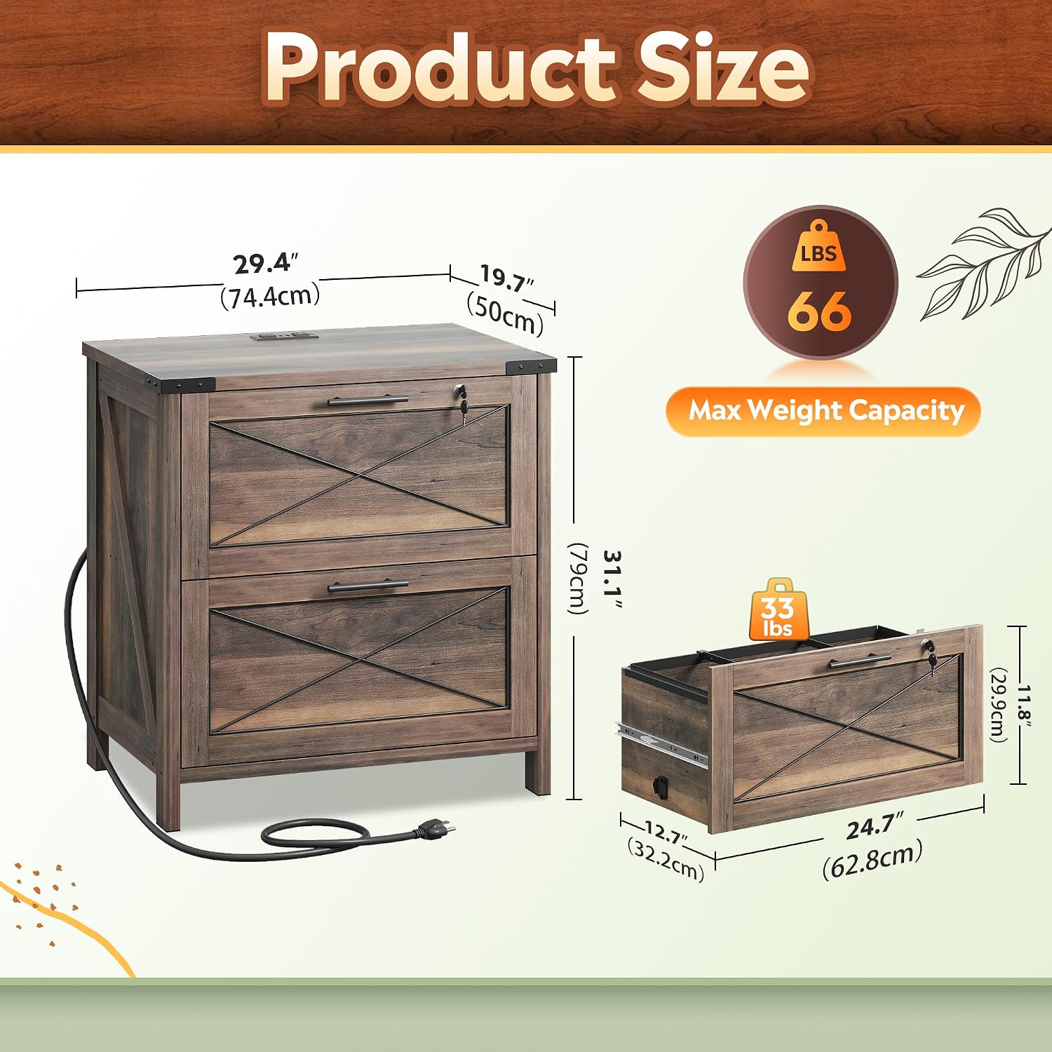 Wood Lateral File Cabinet, 2 D - Printer Stand ulasan dan harga