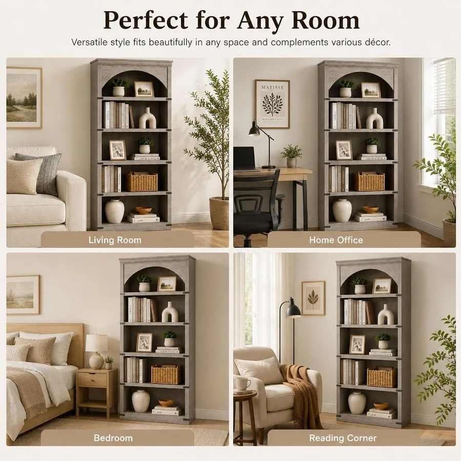 68.7 Tall Farmhouse Arched Boo - Bookshelf ulasan dan harga