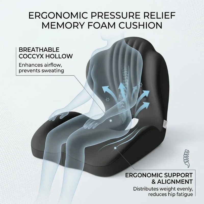Coccyx Seat Cushion Memory Foa - Office Stool ulasan dan harga